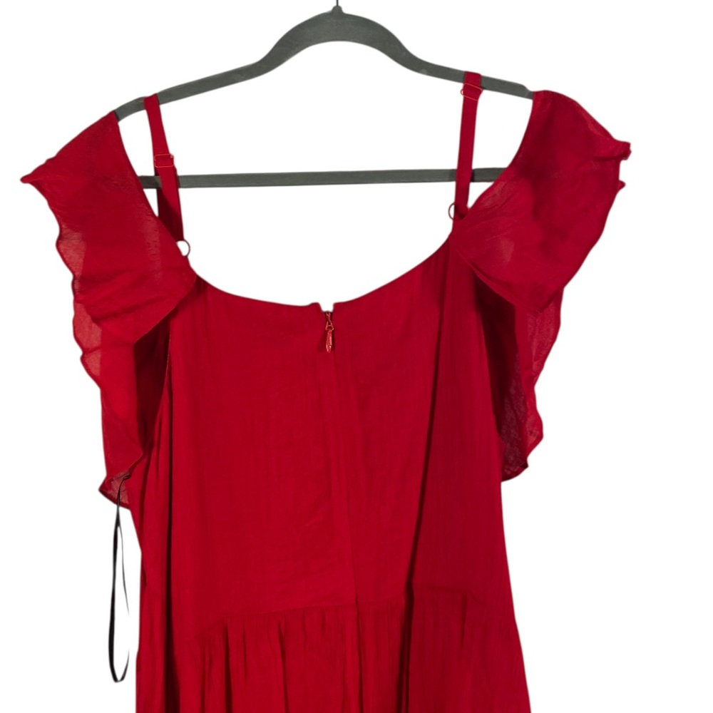 City Chic Romance Tie Red Off-Shoulder Dress NWT - Picture 5 of 12